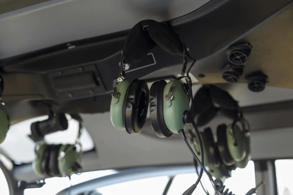 Aviation headset inside an aircraft — ROC-A Question Bank